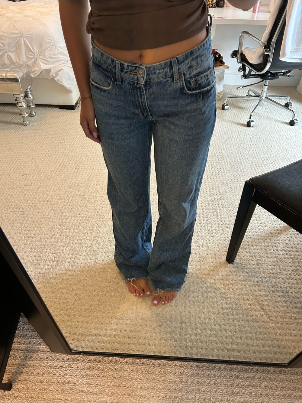 Zara Blue Flare Jeans - Mid Wash